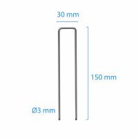 Erdanker Heringe 150x30mm Ø3mm Bodenanker Erdnagel Zeltnagel Anker Unkrautvlies 100 Stück