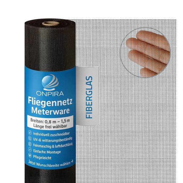 Onpira® Fliegennetz aus Fiberglas Meterware Farbe: schwarz