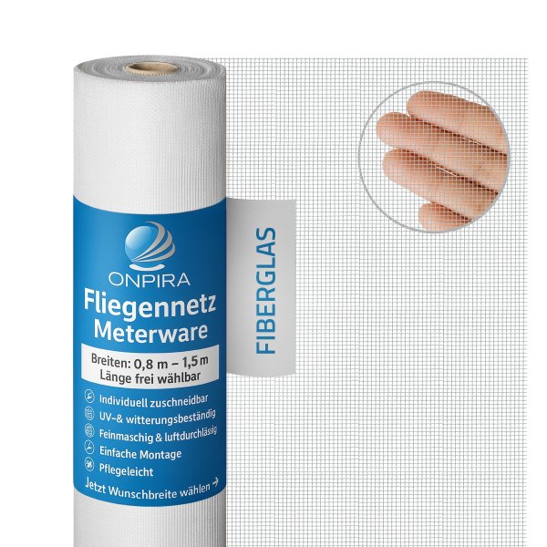 Onpira® Fliegennetz aus Fiberglas Meterware Farbe: weiß