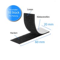 Klettverschluss Klettband selbstklebend für Fliegennetz 10 Stück 2x10cm